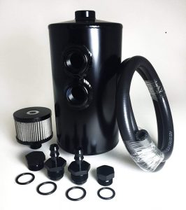 Oil Catch Can - Black Dual Baffle with Mounting Kit